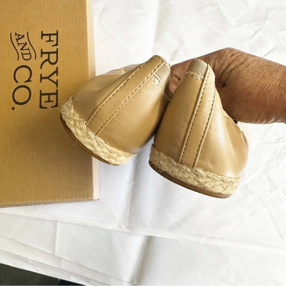 Frye &Co Womens Espadrille Ballet Flats Slip On Tan Beige New Neutral Minimalist